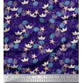 thumbnail image 1 of Soimoi Rayon Fabric Paper Boat,Fish & Starfish Ocean Print Fabric by The Yard 56 Inch Wide, 1 of 3