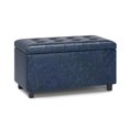 thumbnail image 2 of Cosmopolitan 34 in.W Contemporary Storage Ottoman in Denim Blue Faux Leather, 2 of 9