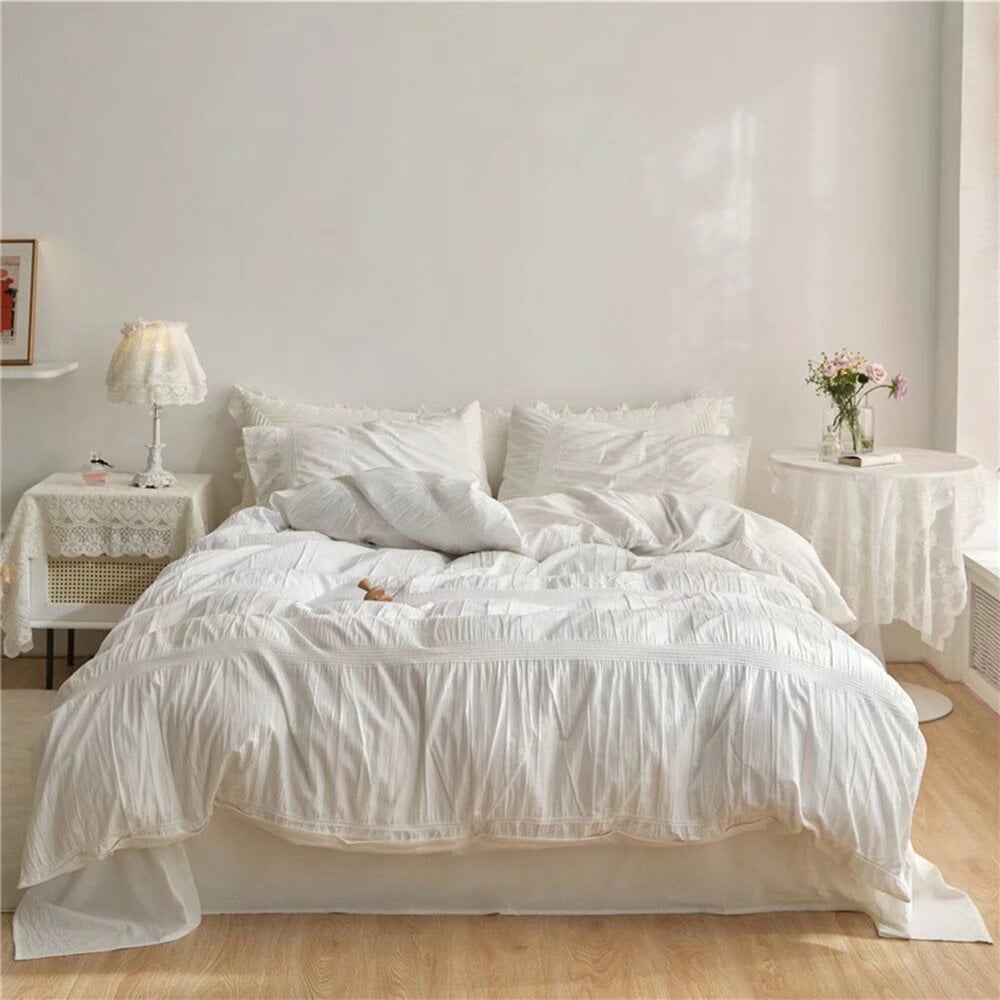 Zhuge Bed Sheets Set, Bedding Sheets Pillowcases Kit, Twin Bed Set, Hotel Bedding, Home Decor(White)