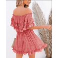 thumbnail image 3 of Women‘s Summer Off Shoulder Dress Pleated Flowy Neck Belt Printed Dress, 3 of 4