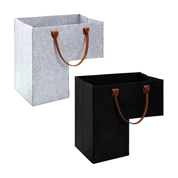 GROWTH TANK 2Pieces L Shaped Stair Basket with Leather Handles Premium Internal Support Black and Gray