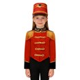 thumbnail image 4 of CHICTRY Uniforme d'Équipe de Tambour-Major pour Garçons Enfants, Tenue de Batteur pour Performance, Veste à Franges de Fanfare et Chapeau, C Rouge 8, 4 of 7