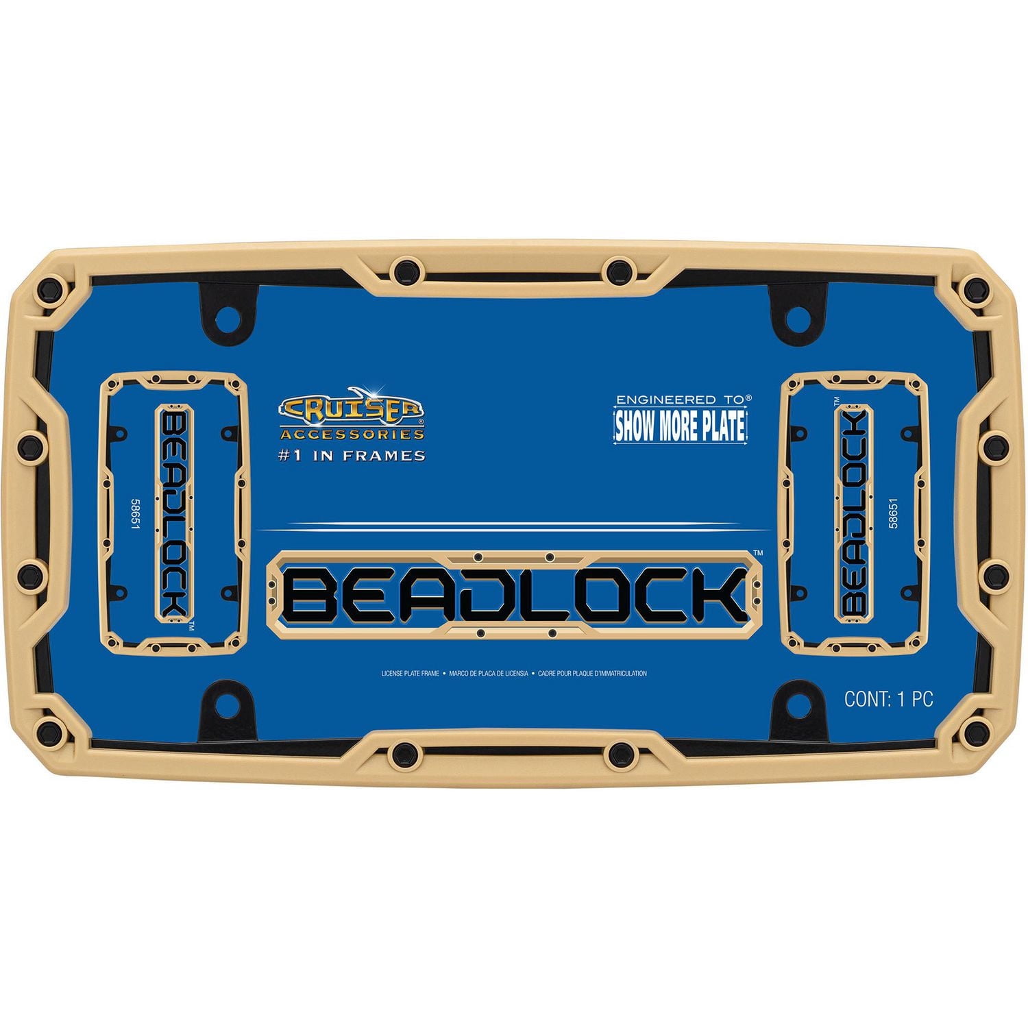 Cruiser Accessories Beadlock License Plate Frame, Matte Tan/Black