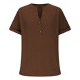 thumbnail image 4 of Yuyuzo Womens Tops Short Sleeve Shirts Button up V Neck T Shirts Solid Color Loose Fitted Blouses, 4 of 6