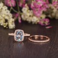 thumbnail image 3 of Natural Aquamarine Engagement Ring 2pcs Bridal Wedding Ring Set Unique Gold Plated Silver Band Moissanite Accented Ring March Birthstone Ring, 3 of 4