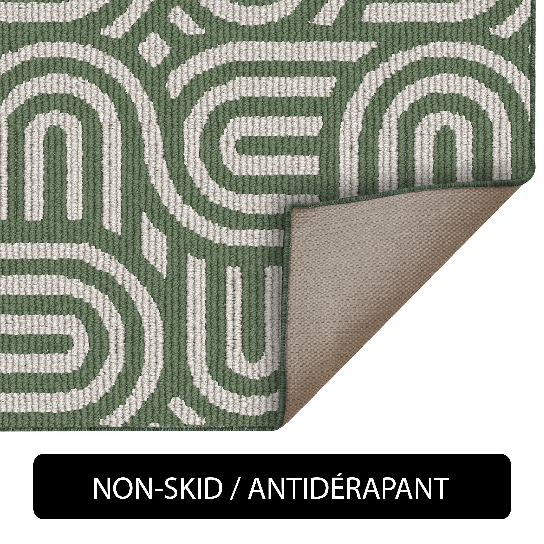 U-Carpet Spring tapis d’appoint intérieur moderne géométrique touffeté à la machine Sauge, 3' x 4', lavable à la machine, endos antidérapant