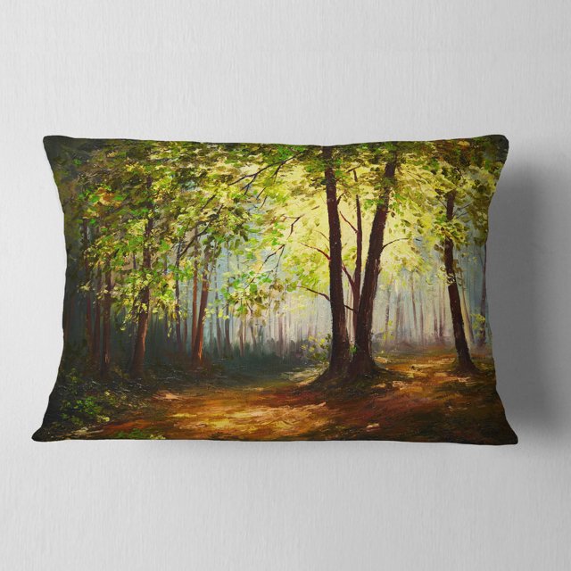 Forêt d'Été - Coussin Décoratif Imprimé Paysage - 12x20