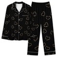 thumbnail image 1 of MeetoTime Pyjama d'Automne pour Femme, Ensemble 2 Pcs, Haut à Manches Longues Boutonné et Pantalon, Tenue de Nuit, 1 of 7