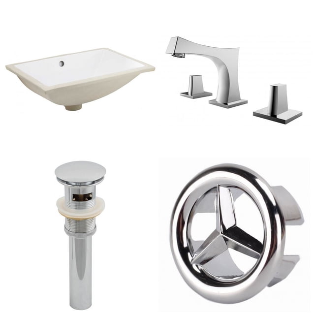 18.25-in. W CUPC Rectangle Bathroom Undermount Sink Set In White - Chrome Hardware - Overflow Drain Incl. AI-25963