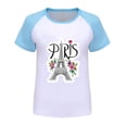 thumbnail image 4 of FhsagQ The 7th Of July Wear City Tourism Commemorative Print Raglan Sleeve Color Block Short Sleeve T Shirt Little Girls The 7th Of July T shirts Size 9/10 Spring Light Blue 7-8 Years, 4 of 4