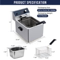 thumbnail image 3 of AKDSteel 8.5qt Single Electric Deep Fryer, Compact Stainless Steel Countertop Fryer With Basket For Restaurant, Food Truck, Or Home Use, 3 of 8