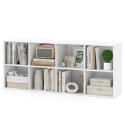Costway 8-Cube Bookcase Bookshelf with 2 Anti-Tipping Kits Storage Organizer Rustic White