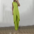 thumbnail image 4 of Ensemble en Lin pour Femmes, Mode d'Été, Décontracté, Ample, Col Rond, Sans Manches, Uni, Jambes Larges, 4 of 6