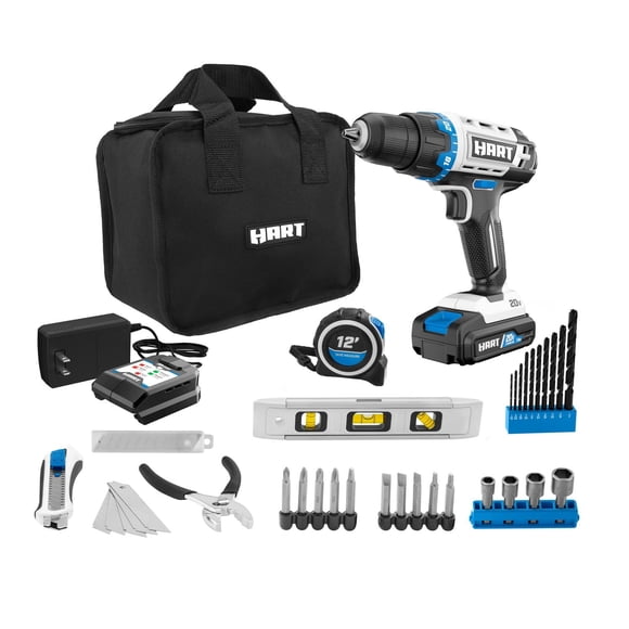 Refurbished Hart HPPK01B 20-Volt 3/8" Drill/Driver Combo Kit + Accessories Kit