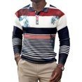 thumbnail image 1 of Innerwin Polo Shirt Lapel Neck Men T Shirts Business Long Sleeve Color Block Tee Style B M, 1 of 2