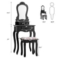 thumbnail image 3 of Patiojoy Coiffeuse Miroir Table de Maquillage Style Simple Coiffeuse avec Banc Coussiné Noir, 3 of 8