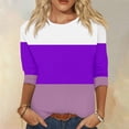 thumbnail image 2 of Timegard Womens Tops Crewneck 3/4 Sleeve Color Block Comfy Tee Shirts Fall Casual Loose Tops Blouse, 2 of 4