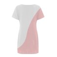 thumbnail image 5 of Womens Summer Plus Size Dresses Casual Color Block Patchwork Print Mini Sundress Tunic Round Neck Short Sleeve Dress, 5 of 5