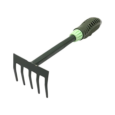 Lksixu Outils de Râteau de Jardin, Mini Râteau à Sable Zen en Acier Inoxydable avec Poignée en Caoutchouc Antidérapante, Outils de Râteau à Main Ergonomiques Robustes pour Ameublir le Sol pour Cour Arrière, Pelouse, Ferme, Plantation de Plantes en Pot et Désherbage