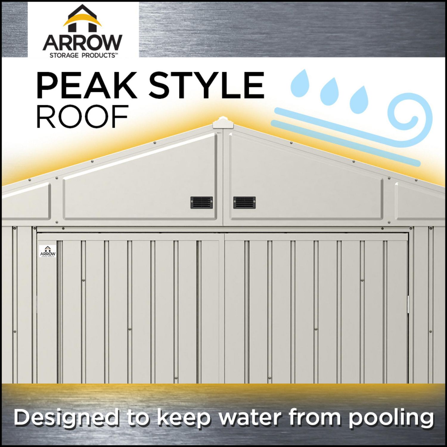 Abri de rangement en acier Arrow Elite, 14 x 12 pi, Gris Froid