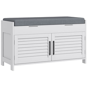 HOMCOM Banc de chaussures avec étagères de rangement cadenassées, blanc