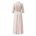 thumbnail image 4 of Women Fashion Pure Color V-Neck Lacing Slim Body Wrap Hips Long Dress, 4 of 6
