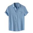 thumbnail image 1 of Men Casual Solid Turndown Short Sleeve Button Closure Shirt Hawaii Blouse, 1 of 9