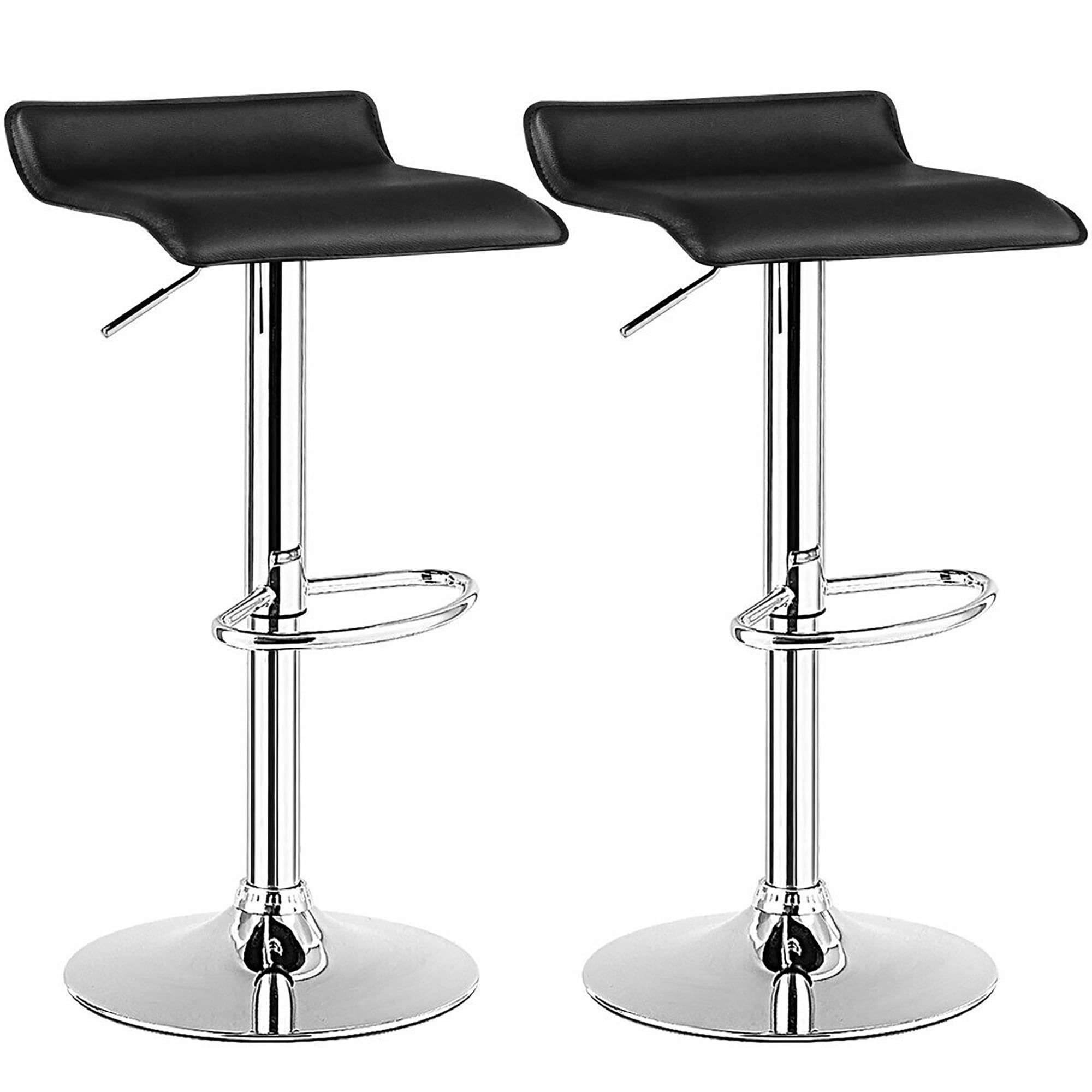 Costway Set of 2 Swivel Bar Stool PU Leather Adjustable Kitchen Counter Bar Chairs Black