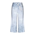 thumbnail image 4 of Mikilon Pyjama Décontracté pour Femmes, Ensemble de Sommeil, Imprimé Vintage, Manches Courtes, Pantalon Capri, 2 Pcs, Col Rond, Tenue de Détente Décontractée avec Poches, Ensemble 2 Pcs, Bleu Pâle, M, 4 of 8