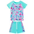 thumbnail image 2 of Girls Rash Guard 2-Piece Swimwear Fish Scale Pattern Swimwear Upf 50+ Uv for 4-12Y, 2 of 6