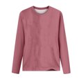 thumbnail image 4 of IROINID Deals T-Shirt à Manches Longues en Polyester pour Femmes Confortable Col Rond Uni T-Shirt Ample Blouse Tops, Rose, 4 of 4
