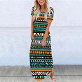 thumbnail image 1 of Ovzne Robes d'Été pour Femmes 2025 Robe d'Été Robes pour Femmes Été Décontracté Imprimé Col Rond Manches Courtes Poches Imprimé Robe Longue Grande Taille Robe Maxi Manches Courtes Imprimée Longue, 1 of 5