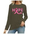 thumbnail image 1 of MKLEKYY Hauts Ajustés pour Femmes T-Shirt à Manches Longues Imprimé Mois de la Prévention du Cancer Col Rond Décontracté pour Femmes, 1 of 3