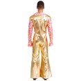 thumbnail image 4 of iiniim Men Shiny Metallic Jumpsuits 70s Disco Dance Leotards Stage Performance Costume Wide Leg Rompers Gold XL, 4 of 7