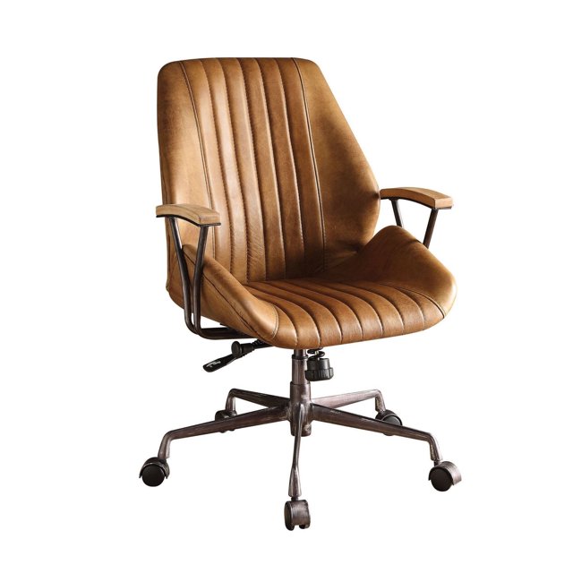 Chaise de bureau Hamilton d'ACME, cuir pleine fleur de qualité café