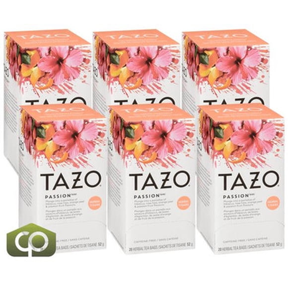 Tazo Sachet de Thé Passion aux Herbes 20 CT/36 oz (6/caisse) Tisane Rafraîchissante et Fruitée