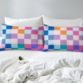 thumbnail image 3 of Erosebridal Checkered Gingham Fitted Sheet Set Twin, Colorful Rainbow Bedding Twin Size, Rectangle Geometry Fitted Sheet Twin, Lightweight Room Decorative, 2pcs（No Top Sheet）, 3 of 6