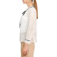 thumbnail image 4 of INSPIRE CHIC Women's Ruffled Collar Long Sleeve See Through Lace Button Down Shirt, 4 of 7