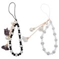thumbnail image 1 of 2Pcs Non-slip Phone Lanyards Crystal Beaded Flower Hand Wrist Straps for Cellphone, 1 of 5