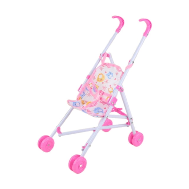 Lipstore Chariot Jouet pour Poupée en Rouge, une Poussette de simulation Pliable de 10 Pouces Conçue pour les Poupées Ou les Animaux en Peluche. Fabriquée en Fer, PP et Tissu Durables, Elle Présente une Conception stable avec des Roues Scientifiquement Espacées pour Empêcher le Basculement. la Poussette Comprend un Siège Imprimé Coloré et des Poignées et Roues Roses, Mesurant 19x29,5x41,5 cm. Idéale pour le Jeu d'Imitation, la Déco de Maison de Poupée Ou comme Cadeau pour les Enfants.