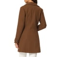 thumbnail image 3 of INSPIRE CHIC Manteau Long d'Hiver pour Femme à Col Peter Pan, à Simple Boutonnage, Brun Uni, P, 3 of 5