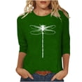 thumbnail image 1 of Birdeem T-Shirt Ample Imprimé pour Femmes, Blouse Mi-Longue à Manches 3/4, Col Rond, Hauts Décontractés, 1 of 1