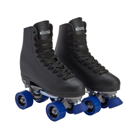 CHICAGO Skates Patins à Roulettes Quadruples Noirs Haut de Gamme pour Garçons et Hommes Débutants Classiques à Tige Haute Ajustable pour Patins et Roulettes d'Intérieur Ou d'Extérieur