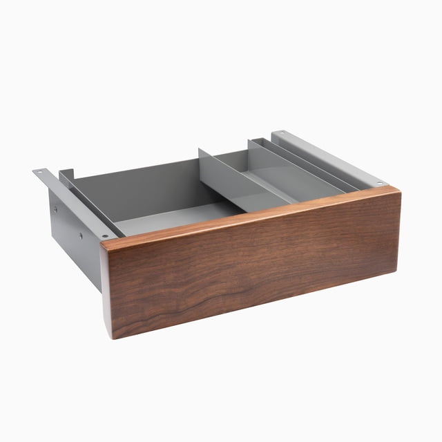 Desky Minimal Under Desk Drawer - Walnut Hardwood / Grey