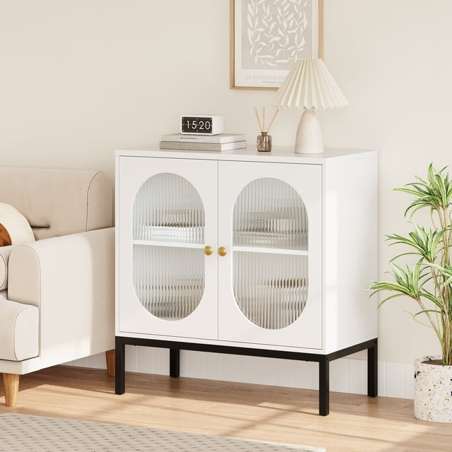 Yiwa Console Table with Rattan Doors and Shelves, Storage Buffet Cabinet for Hallway, Entryway, or Dining Area