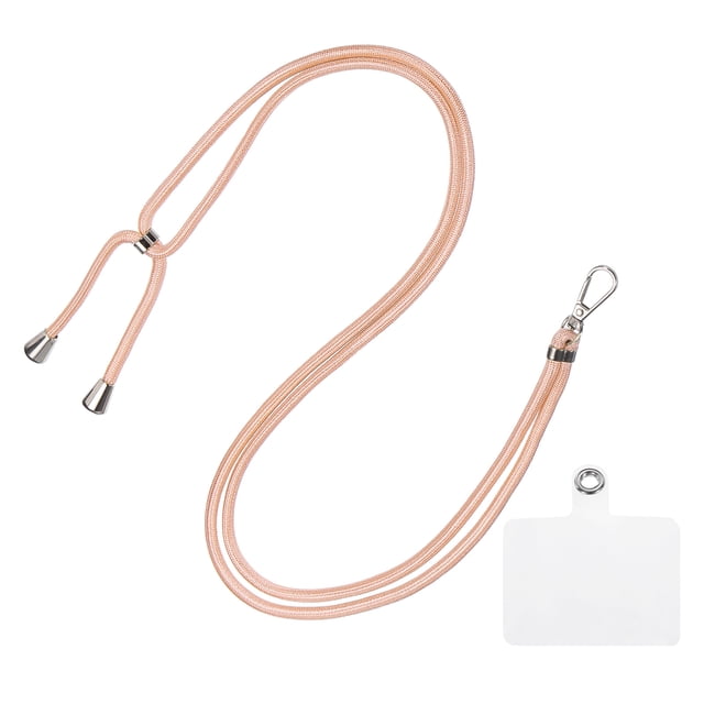 Unique Bargains Phone Lanyard with Transparent Lanyard Patch, Pink Gold, 1 Count