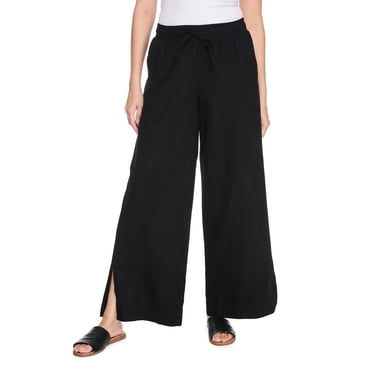 Pantalon à jambe large en mélange de lin George pour femmes