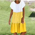 thumbnail image 2 of CHUANK Robes en Lin pour Femmes Été Grande Taille Manches Courtes Col en V Longueur Genou Robe Ample Décontractée Confortable Robe de Plage Soldes de Liquidation 2024, 2 of 7