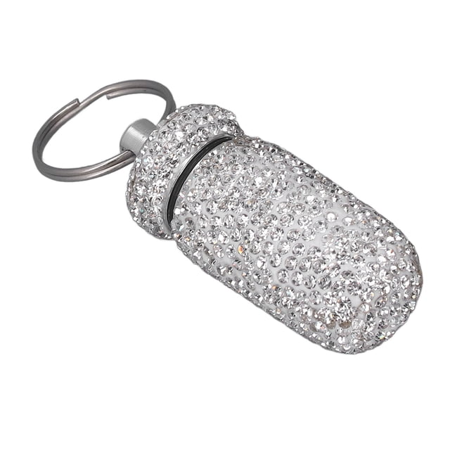 Rhinestone Medicine Case,Rhinestone Capsules Storage Case Portable Capsules Box Travel Capsules Container Innovative Solution