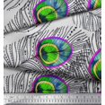 thumbnail image 2 of Soimoi Modal Satin Fabric Peacock Feather Print Sewing Fabric Yard 42 Inch Wide, 2 of 3